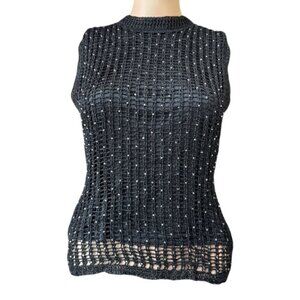 Debbie Shuchat Sleeveless Top Black with Sequins